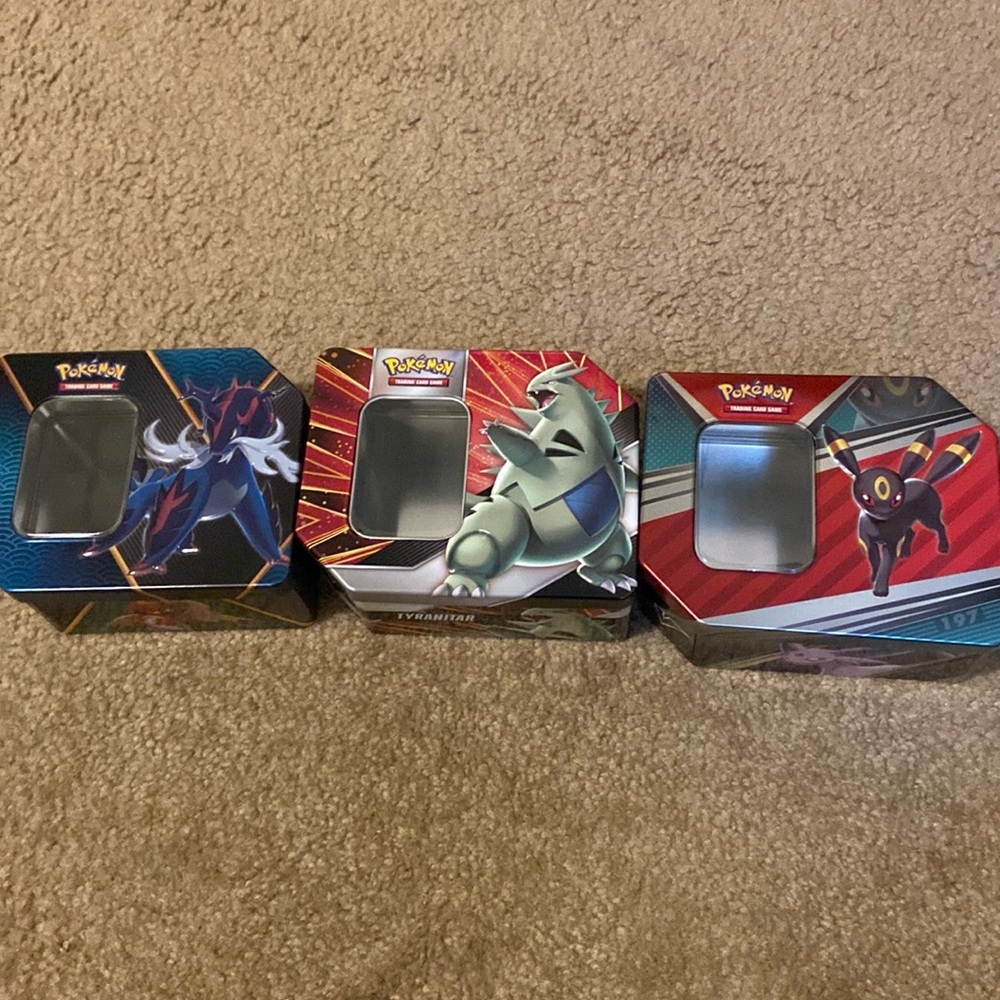 Pokémon TCG Sword and Shield era empty tins 3 count